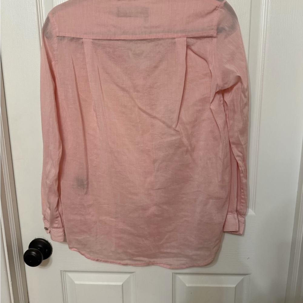 THE‎ KOOPLES pink button up subtle stripe button down shirt size small - Picture 6 of 7
